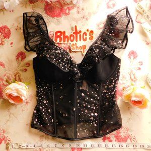 Sparkly Mesh Ruffle Corset Bra